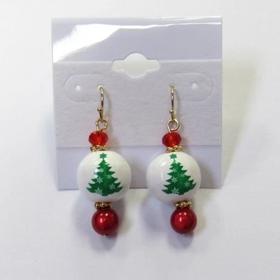 Pendientes colgantes de bola de madera blanca para árbol de Navidad festivos de Navidad Foto 1 de 3