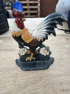 Vintage Hand Painted Cast Iron Rooster Door Stopper - Picture 1 of 3