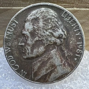 Rare 1981 P Jefferson Nickel, Improper Alloy Black Beauty, Die Chip Ltr On Rim - Picture 1 of 21