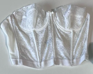 Vintage Sears White Lace Corset Bustier Lingerie Bra 80s 36C Pin Up - Picture 1 of 6