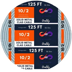 MC Cable 10/2 - Metal Clad - Aluminium Armor Solid Copper Conductor - Cable f... - Picture 1 of 7