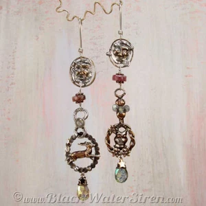 SNAPSHOT DREAMS - OOAK  Abstract Asymmetric Symbolism Earrings - Picture 1 of 7