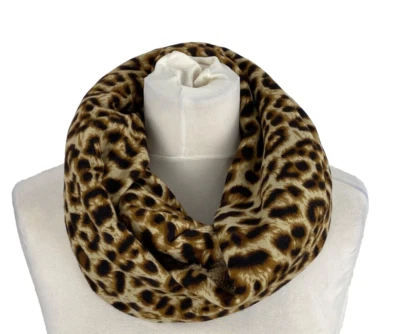 Schal Loop Tuch Damen Braun Schwarz Animal Print Leopard Kuschelfell Boom It