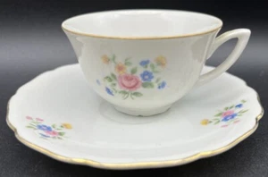 Rudolf Kampf RGK Tschechoslowakei Bone China Blumen Teetasse & Untertasse Set - Bild 1 von 10