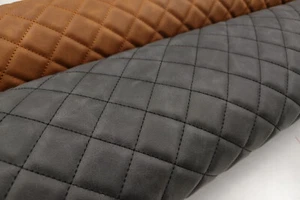NAPPA VINTAGE NEGRO / tela de tapicería acolchada de cuero sintético para automóvil - Imagen 1 de 5