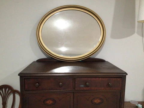 Vintage Midcentury Hollywood oval mirror RARE PIOU infra-red process Burroughs Cover