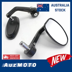 Black alloy BAR END MIRROR Kawasaki Z1000 Z750 ZR1000 ER-6F ER-6N ER5 EL250 W650 - Picture 1 of 8