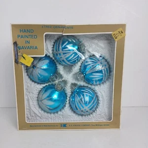 5 Vintage Glass Christmas Tree Ball Ornaments Hand Painted Bavaria W Germany - Picture 1 of 9
