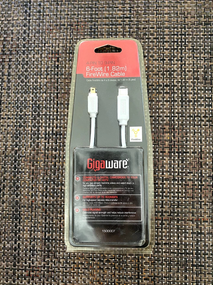 Gigaware 4-Pin to 9-Pin FireWire Cable 6 foot - Image 1 of 2