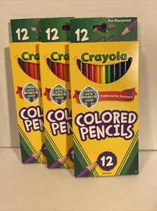 NEW Original Crayola Colored Pencils 12 Long Lasting Non Toxic. Lot Of 3 - Picture 1 of 1