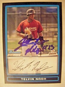 TELVIN NASH signed ASTROS 2009 Bowman Draft baseball card AUTO GRIFFIN GA BDPP10