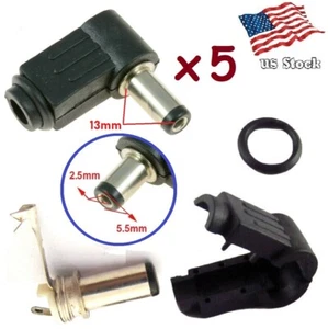 Paquete de 5 adaptadores de conector de enchufe de soldadura macho de alimentación de CC en ángulo recto de 13 x 5,5 x 2,5 mm - Imagen 1 de 6