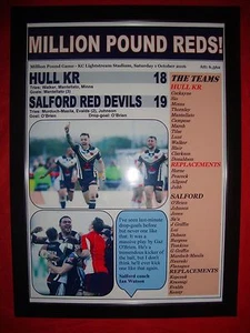 Hull KR 18 Salford Red Devils 19 - 2016 Million Pound Game - framed print - Picture 1 of 2