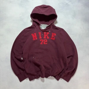 Sudadera con Capucha Nike De Colección Para Hombre L Rojo Borgoña Bordada Envejecida Y2K - Imagen 1 de 10