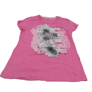 Made For Life Women's Activewear Pink Floral Short Sleeve Top Size Large - Picture 1 of 8
