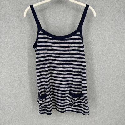 Camiseta sin mangas Babydoll de colección para mujer Y2K años 90 talla L gris azul a rayas cachemira Foto 1 de 4