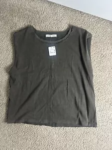 NWT We The Free Women’s Medium Oversized Cropped Sleeveless Tee Green - Picture 1 of 2