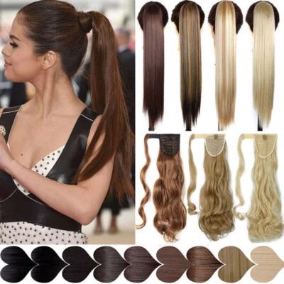 SEGO Long Ponytail Wrap Clip On Hair Extensions Natural Messy Curly Fake Hair Piece T