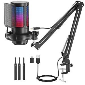 Gaming USB Mikrofon PC RGB Microphone Streaming Podcast Studio Kondensator Mic - Bild 1 von 19