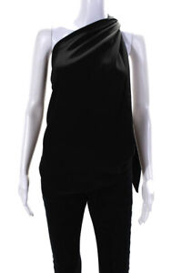 J. Mclaughlin Womens Crossed High Halter Top Tied Open Back Blouse Black Size M