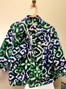 Chicos Chico's Blue And Green Tie Dye Jean Jacket Sz 3 Large - Picture 1 of 4