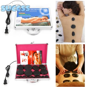 16/20/28 pezzi Hot Spa pietre di basalto roccia kit scalda massaggio e scatola riscaldante US - Foto 1 di 40