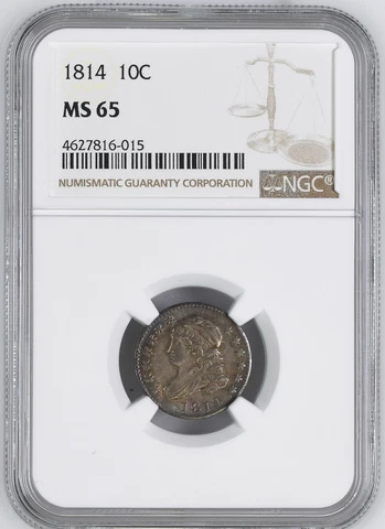 1814 CAPPED BUST 10C NGC MS 65 Cover