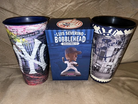 New York Yankees SGA 2023: Luis Severino Bobblehead and 2 Souvenir Cups Cover
