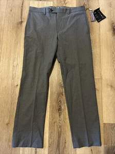 Michael Kors Men's Classic Fit Dress Pants Light Grey Checkered Stretch 33x30 - Picture 1 of 4