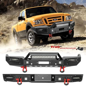 Front Rear Bumper Guard For 1999-2011 Ford Ranger W/LED Light Winch Plate D-Ring - Picture 1 of 20