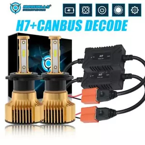 H7 2500W 375000LM LED Headlight Conversion Kit Bulbs 6000K + Canbus Decoder - Bild 1 von 12