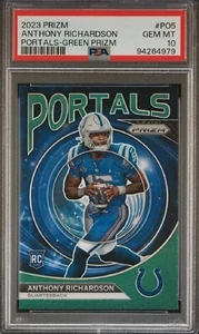 Panini Prizm 'Portals' Green Prizm 2023 #PO-5 Anthony Richardson (RC) PSA 10 - Imagen 1 de 2