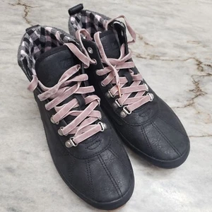Keds Scout Boot II 6 1/2 Women Leather Wool Sneaker Boot Lace Up Black Gray Pink - Picture 1 of 8