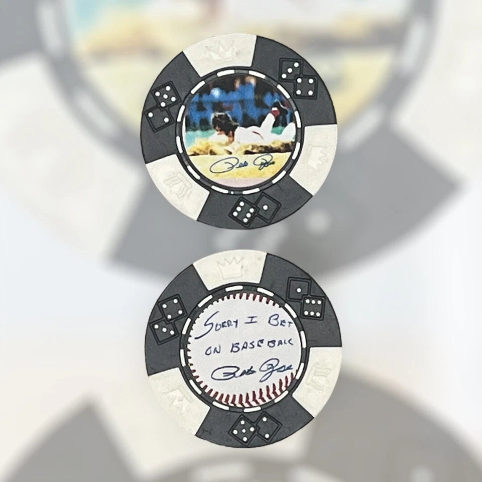 PETE ROSE  - BASEBALL LEGEND ~ CINCINNATI REDS  *SIGNED* POKER CHIP SOUVENIR - Image 1 of 1