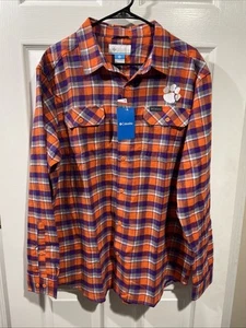 Clemson Tigers Columbia Tartan kariertes langärmliges geknöpftes Herrenhemd Large neu mit Etikett - Bild 1 von 6