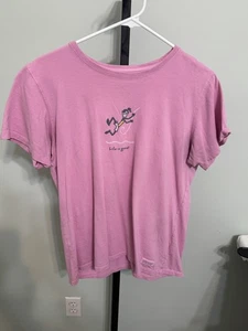Life is Good Tshirt Damen rosa Large 100% Baumwolle schwingend am Seil - Bild 1 von 10