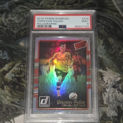 2016-17 Panini Donruss Christian Pulisic holográfico holográfico PSA 9 perfeito estado novato controle remoto - Imagem 1 de 2