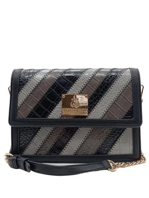 ALFREDO PAULY Sac bandoulière Petit Dames Sac gris clair-noir style décontracté - Photo 1/4