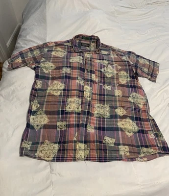 Винтажная мужская рубашка David Martin Madras с коротким рукавом на пуговицах - Изображение 1 из 4