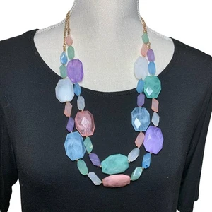 Pastel Double Strand Adjustable Length Necklace 28-30.5" - Picture 1 of 3