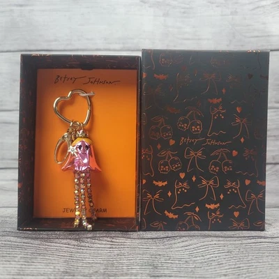 Betsey Johnson Rosa Fantasma Dije Llavero Halloween Joyería Bolsa Accesorio Foto 1 de 2