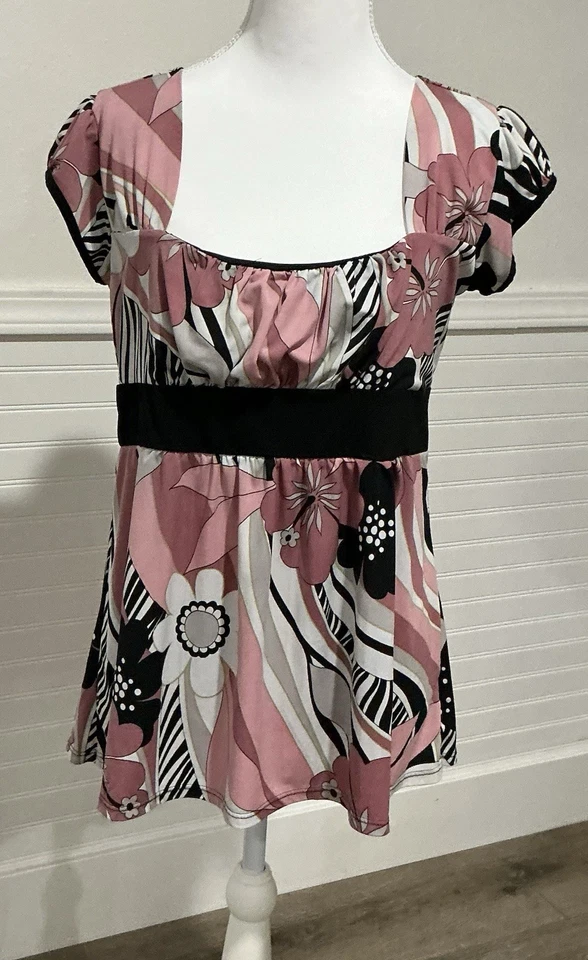 Blusa Retro Dressbarn Y2K Rosa Floral Top M Bratzcore Coqueta Glam Noche Lujo Foto 1 de 4