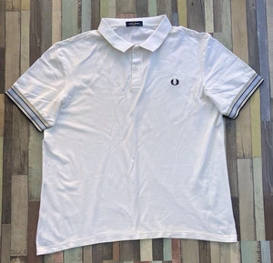 Polo uomo Fred Perry 1/4 bottoni bianca maglia cotone taglia XXL vintage - Foto 1 di 12