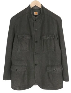 HUGO BOSS Brainville-D Men Coat US42 Black Wool Blend Buttoned Patch Pockets - Picture 1 of 11