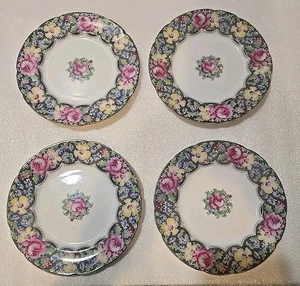 Paragon Bone China Gingham Rose Bread & Butter Plate 6 1/4" Set of 4 - Picture 1 of 11