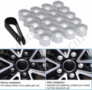 20x For AUDI A3 A4 A5 - SILVER WHEEL BOLT NUT COVERS +REMOVAL TOOL - Picture 1 of 1