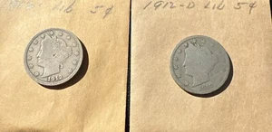1912-D & P Liberty Head V Nickels Coins - Picture 1 of 2