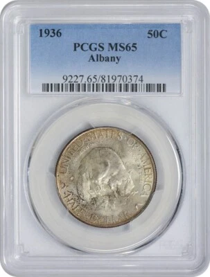 Albany Commemorative Silver Half Dollar 1936 MS65 PCGS - Image 1 of 2