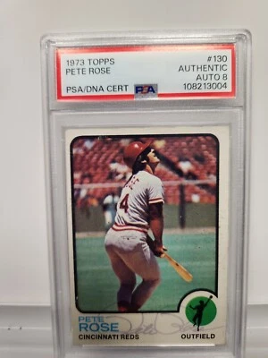 Pete Rose 1973 Topps #130 certificado PSA/ADN auténtico automático 8 Foto 1 de 2