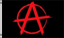 3X5 ANARCHY FLAG ANARCHIST SYMBOL RED A WITH CIRCLE ON BLACK NEW PUNK ROCK F071